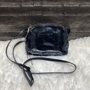 HOBO BLACK LEATHER CROSSBODY BAG GRUNGE BOHO CHIC